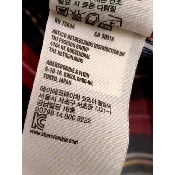 Abercrombie & Fitch AF Button Down Long Sleeved Red Plaid Muscle Shirt Large L - Picture 15 of 15